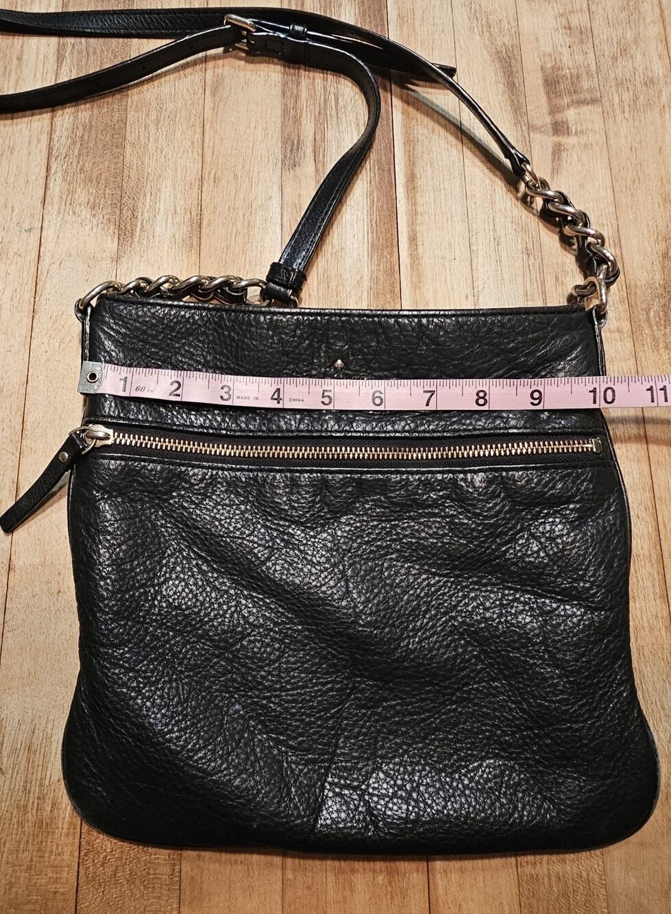 Vintage Kate SPADE Pebbled Leather Crossbody Bag w/ Adjustable Strap Black 10x10